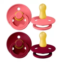 set di 2 ciucci - corallo e rubino - tettarella in gomma naturale - size 2, 6-18 mesi