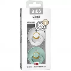 set di 2 ciucci - bianco & menta - tettarella in gomma naturale - size 1, 0-6 mesi