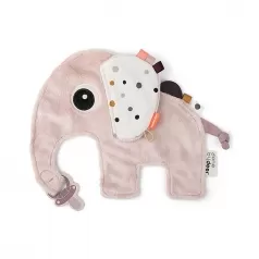 doudou con reggiuciuccio cozy friend elphee - rosa cipria - 25x22 cm
