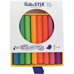 butterstix zero polvere - pacco di 16 gessetti multicolor
