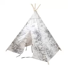 teepee tent world map - tenda mappa del mondo - bianco e nero