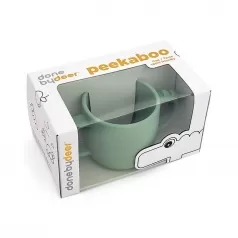tazza con 2 manici in silicone alimentare peekaboo - croco - verde - 170 ml