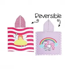 accappatoio poncho reversibile fatina - unicorno