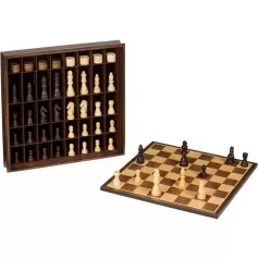 scacchiera contenitore in legno scacchi e dama 36cm