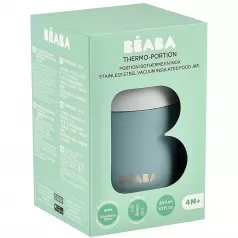 porta pappa ermetico - acciaio inossidabile - grigio e eucalipto - 300 ml