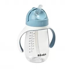 tazza con cannuccia - 300 ml - blu - per imparare a bere da soli