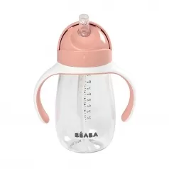tazza con cannuccia - 300 ml - rosa - per imparare a bere da soli