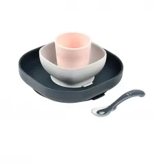 set completo per pappa - 4 pezzi - silicone - blu scuro