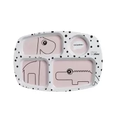piatto a scomparti happy dots, rosa cipria