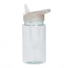 borraccia con cannuccia 450 ml - glitter argento - senza bpa!