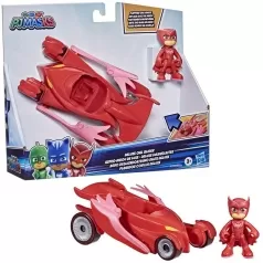 pj masks - veicolo deluxe di gufetta con personaggio