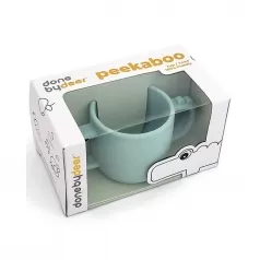 tazza con 2 manici in silicone alimentare -peekaboo -croco - blu - 170 ml
