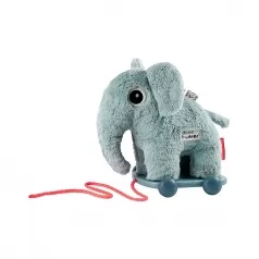 elefante giocattolo da tirare elphee, celeste - incoraggia il movimento