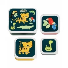 set di contenitori porta pranzo e porta merenda - tigre della giungla