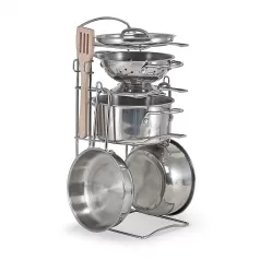 set di pentole giocattolo - acciaio inox - 8 pezzi