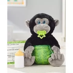 peluche baby gorilla - alto 28 cm - con ciuccio + biberon