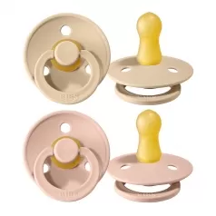 set di 2 ciucci colour - vaniglia e rosa cipria - tettarella in gomma naturale - made in denmark - con mascherina rotonda e tettarella - senza bpa, pvc e ftalati 6-18 mesi