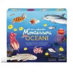 il mio cofanetto montessori degli oceani. ediz. a colori. con 90 carte degli animali. con 5 carte degli strati dell'oceano. con 43 etichette. con 5 tavole anatomiche