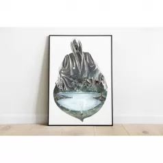 stampa originale - castello di hogwarts con dissennatore, expecto patronus 30x40cm  - gi/sa