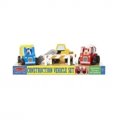 set in legno: 3 veicoli del cantiere + barriere + operai - ottima idea regalo!