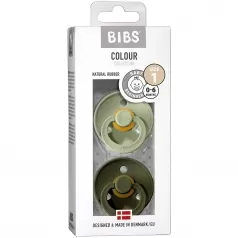 set di 2 ciucci colour - salvia e verde oliva - tettarella in gomma naturale - made in denmark - con mascherina rotonda e tettarella - senza bpa, pvc e ftalati