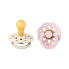 set di 2 ciucci boheme - avorio e rosa - tettarella in gomma naturale 6 mesi +