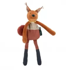 doudou peluche sonaglio scoiattolo arancione - pomme des bois