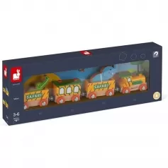 set treno safari story, 6 personaggi, in legno