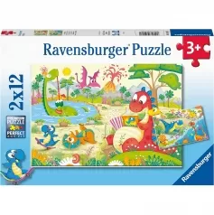 dinosauri giocosi - puzzle 2x12 pezzi