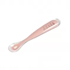 cucchiaio ergonomico prime pappe - silicone - rosa - maneggevole per gli adulti e delicato per i bambini