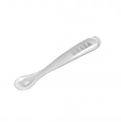cucchiaio ergonomico prime pappe - silicone - grigio - maneggevole per gli adulti e delicato per i bambini