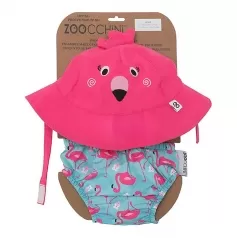set baby costumino contenitivo + cappellino - fenicottero - upf 50+ - 12-24 mesi