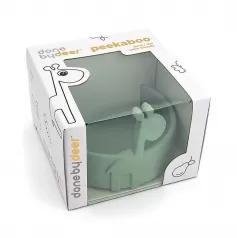 piatto anti-scivolo in silicone alimentare -peekaboo -raffi -verde