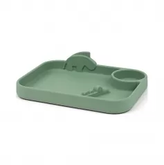 piatto a scomparti peekaboo - croco e zeebe - verde - 100% silicone alimentare
