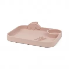 piatto a scomparti peekaboo - croco e zeebe - rosa cipria - 100% silicone alimentare