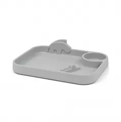 piatto a scomparti peekaboo - croco e zeebe - grigio - 100% silicone alimentare