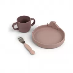 set pappa peekaboo deer friends cipria - con piatto + tazza con manici + forchetta