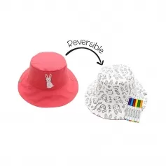 cappello estivo reversibile da colorare con pennarelli - 100% cotone - coniglietto 2-4 anni