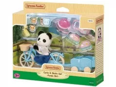 set bici e pattini con ragazza panda