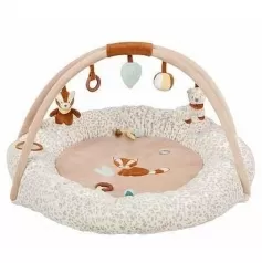 tappeto pouf con archi boris & jungo in peluche rosa e color terra