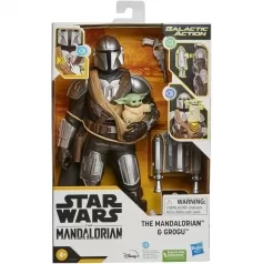 star wars mandalorian personaggio 30cm di mandaloriano e grogu con effetti sonori