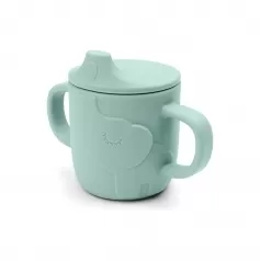 tazza con beccuccio peekaboo - elphee - blu - 100% silicone alimentare - con due manici