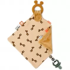doudou con massaggiagengive raffi mostarda -22x22 cm