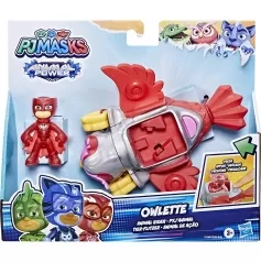 pj masks - veicolo animal power deluxe di gufetta con personaggio