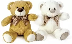 orso con fiocco - peluche 30cm (bianco o beige)