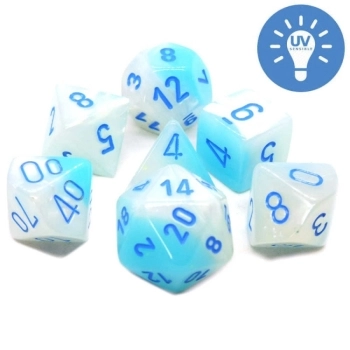 gemini turchese/blu luminary - set di 7 dadi poliedrici