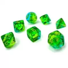 gemini verde+azzurro/giallo luminary - set di 7 dadi poliedrici
