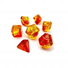 gemini rosso+giallo/oro luminary - set di 7 dadi poliedrici