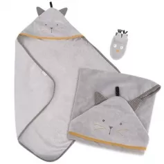 accappatoio e guanto da bagno - gatto les moustaches