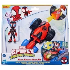 marvel spidey e i suoi fantastici amici - miles morales: spider-man con techno-racer (personaggio 12cm)